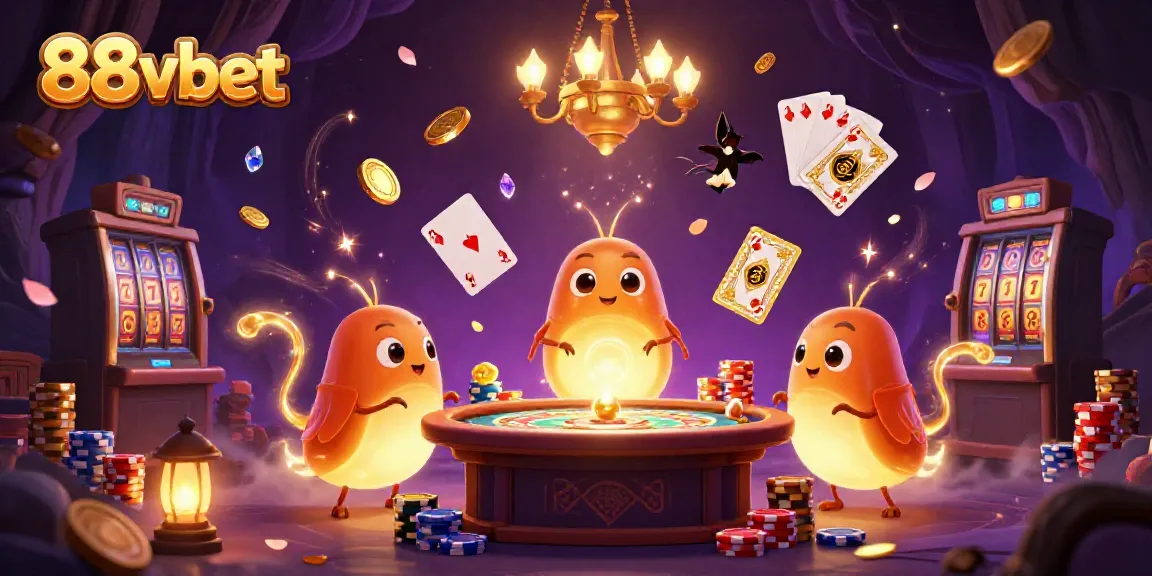 Experience the dazzling 88vbet casino scene with glowing characters and dynamic game elements.