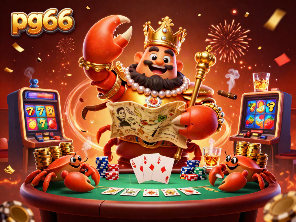 Experience the excitement of pg66's online casino with vibrant characters and thrilling gambling elements.