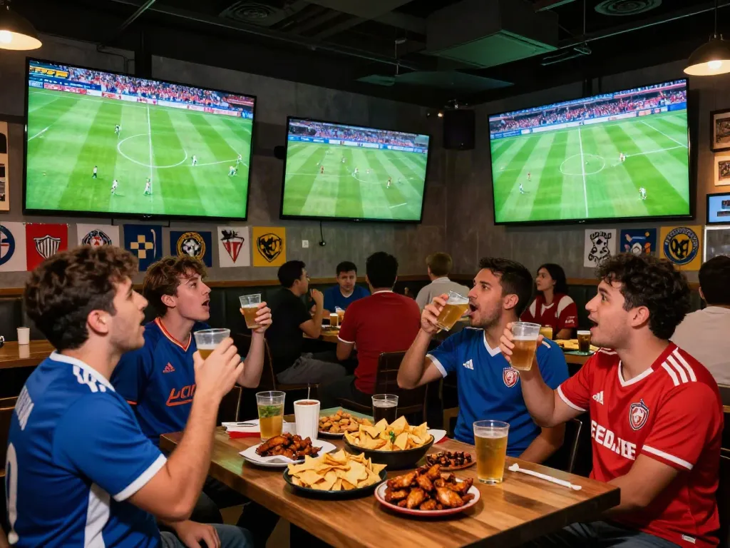 Fans enjoying the live soccer match at Socolive, creating a vibrant atmosphere.