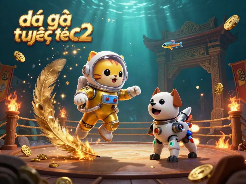 Experience the excitement of đá gà trực tiếp c2 in a vibrant 3D illustration showcasing a dynamic fighting arena filled with energetic elements.
