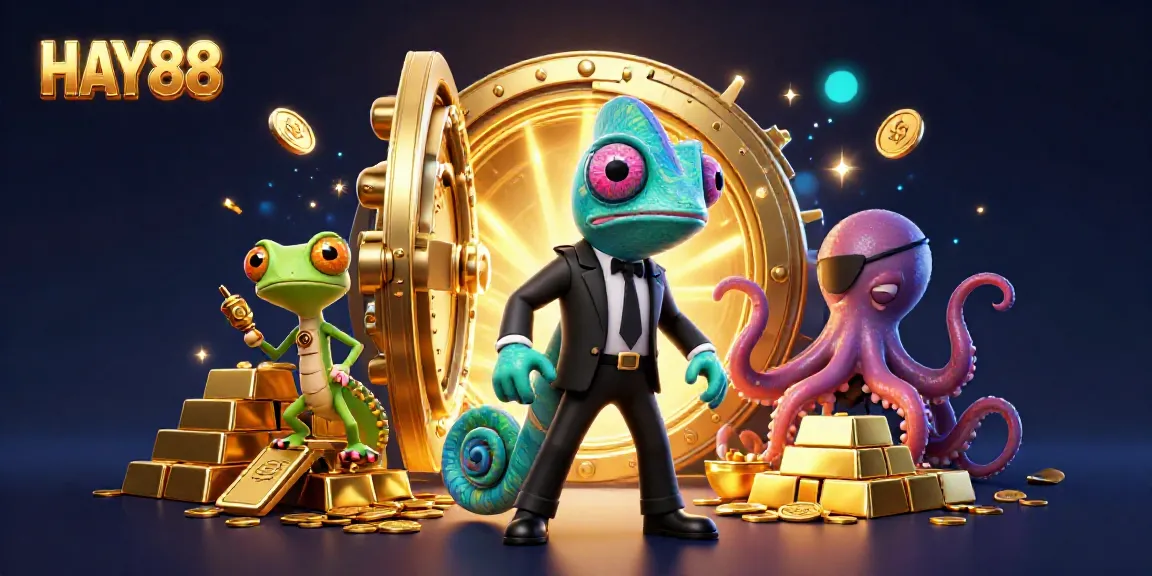 Experience the thrill of HAY88 with chameleon agents and sparkling treasures in a dynamic casino adventure.