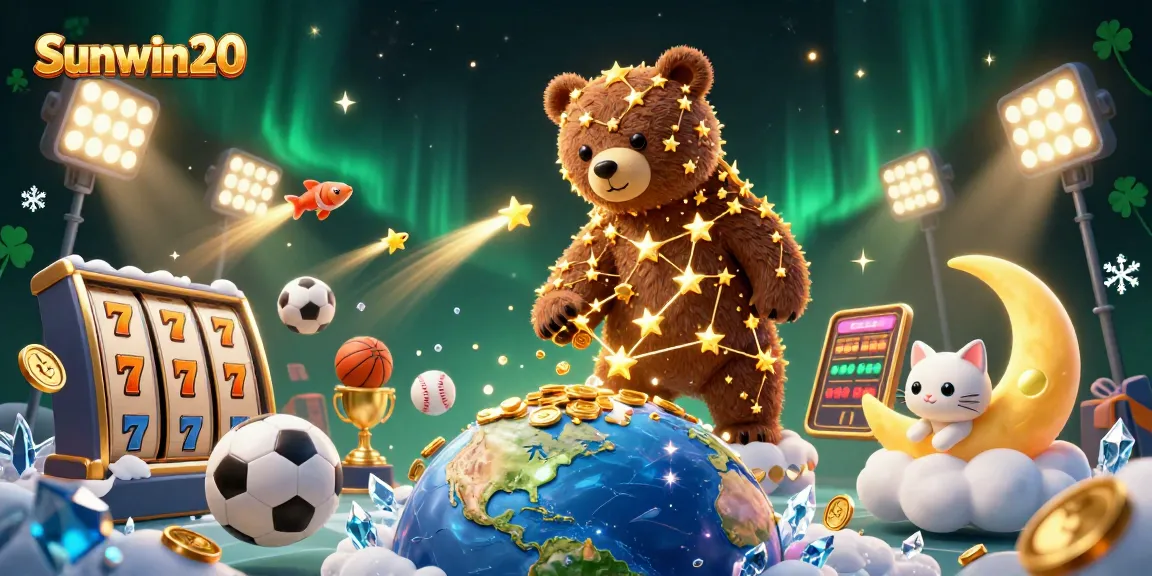 Engage in thrilling gameplay with Sunwin20's vibrant slots and casino elements in a magical 3D scene.