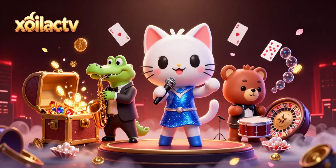 Experience the vibrant world of xoilactv with a cartoon scene celebrating sports betting.