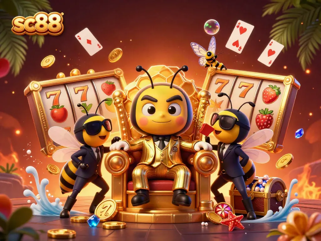 Engage in sc88 winning strategies with our vibrant casino illustration of the bumblebee mob boss.