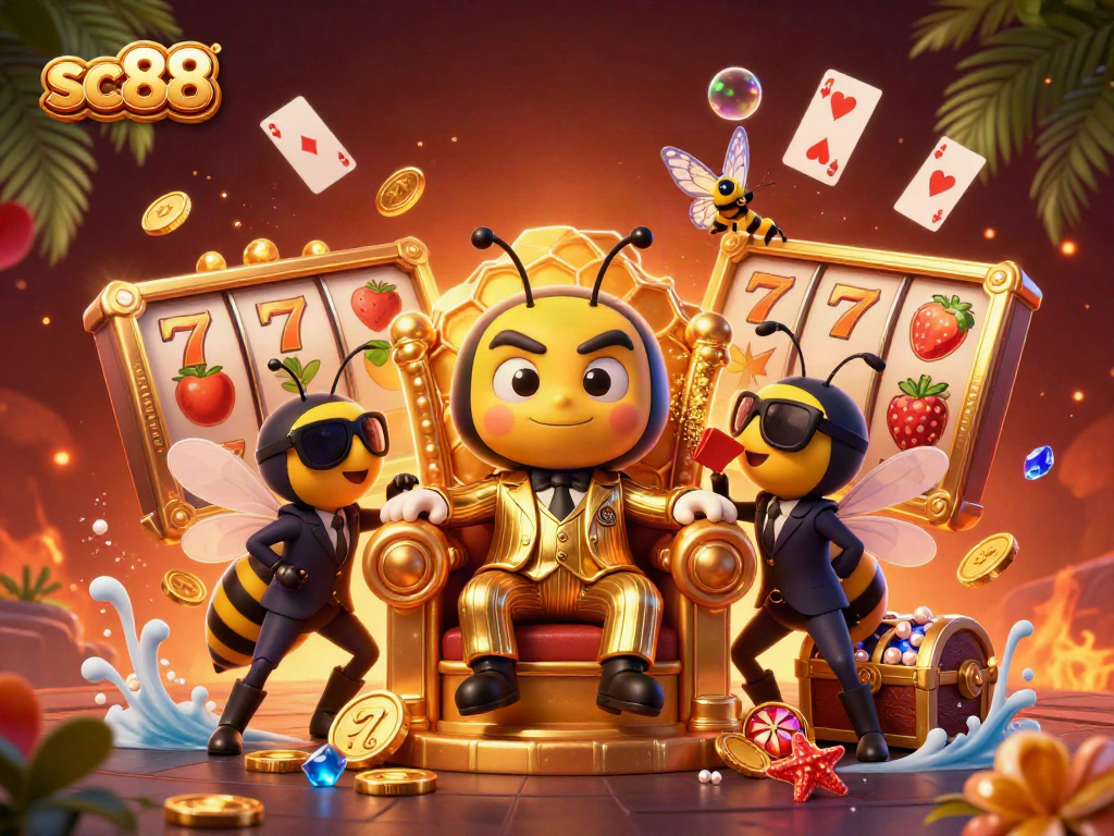 Engage in sc88 winning strategies with our vibrant casino illustration of the bumblebee mob boss.