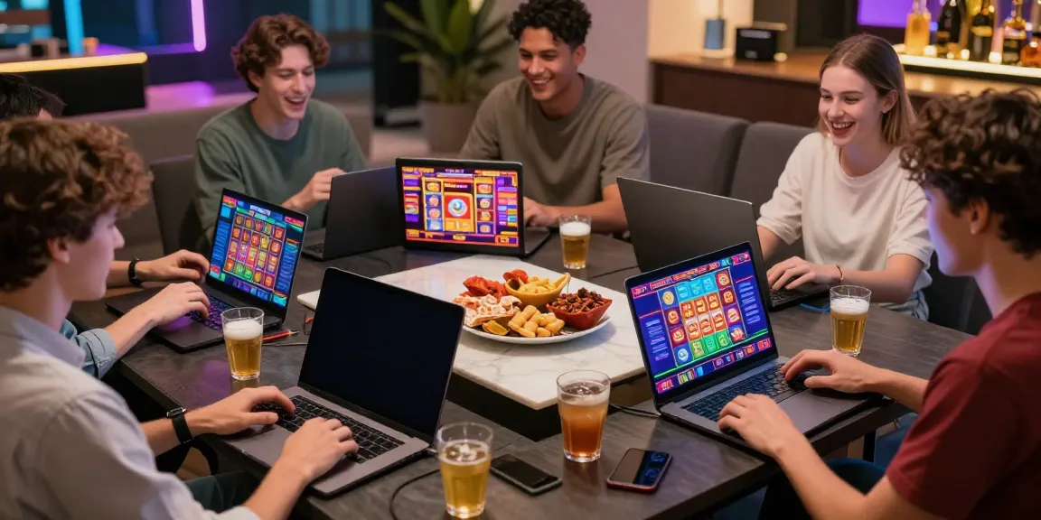 Suasana bermain alternatif hargatoto di kalangan anak muda dengan laptop dan smartphone, penuh keceriaan dan interaksi.