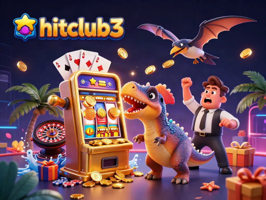 hitclub3 showcases a pachycephalosaurus winning jackpots at a casino, delivering an energetic casino gaming experience.