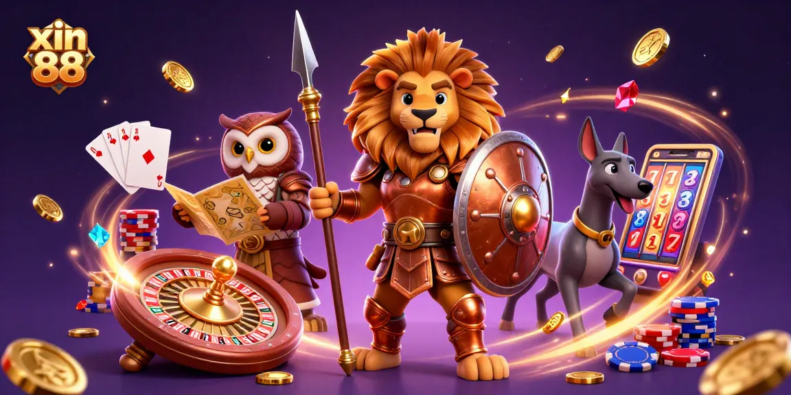 Experience thrilling excitement with xin 88's dynamic casino scene filled with golden coins and winning elements.