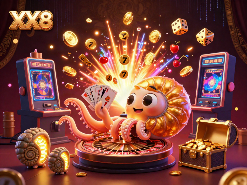 Experience high-stakes gaming with XX8, featuring a vibrant nautilus roulette wheel and exploding jackpot.