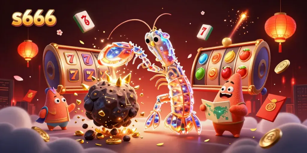 S666 highlights exciting casino gaming with dynamic characters amid a colorful 3D scene.