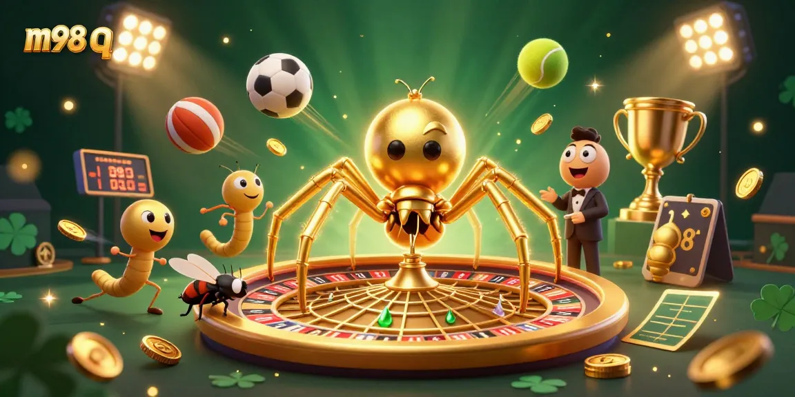 Join the excitement at m98 q with our 3D golden spider, betting fly, and dynamic sports elements!
