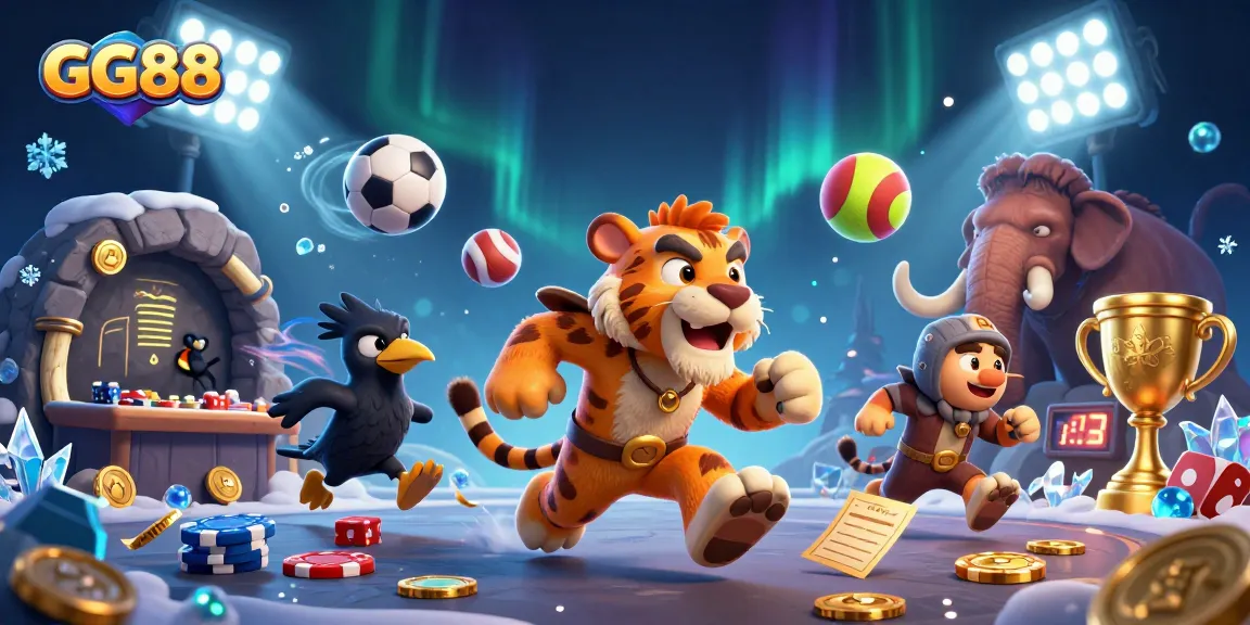 GG88 players engaging in thrilling games with lively casino elements and an exciting atmosphere.