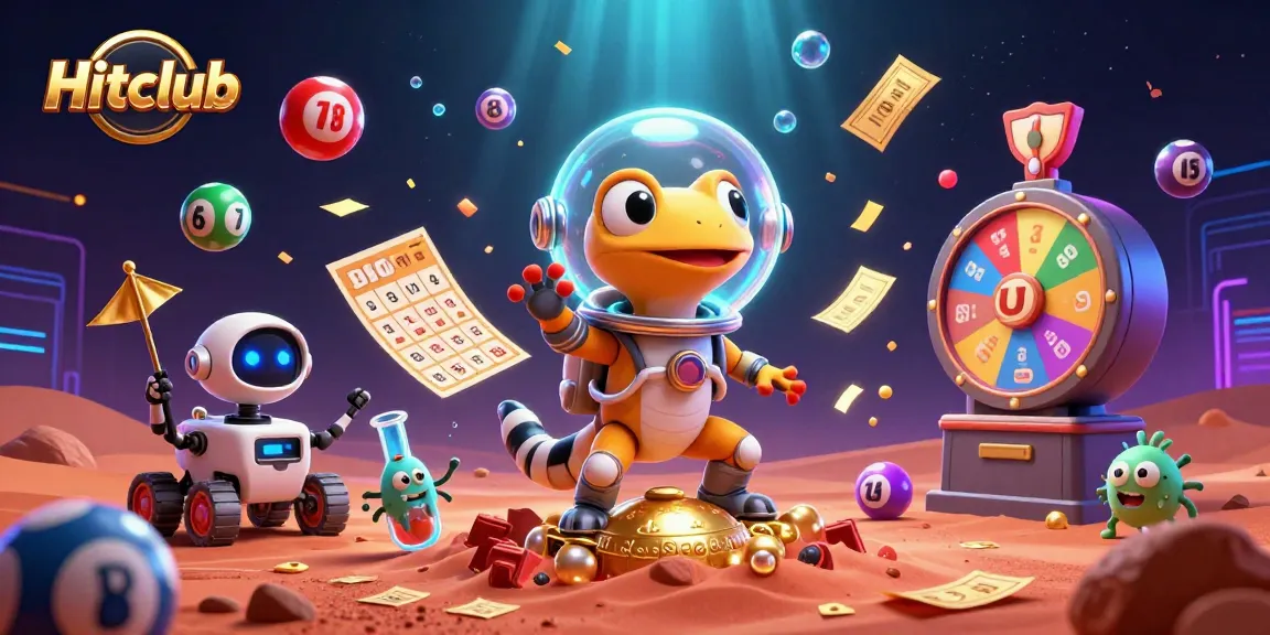 Experience thrilling wins at Hitclub with a vibrant alien casino scene filled with golden treasures.