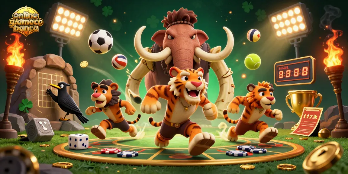 Experience thrilling gaming moments at onlinegamebanca with a dynamic prehistoric casino scene.