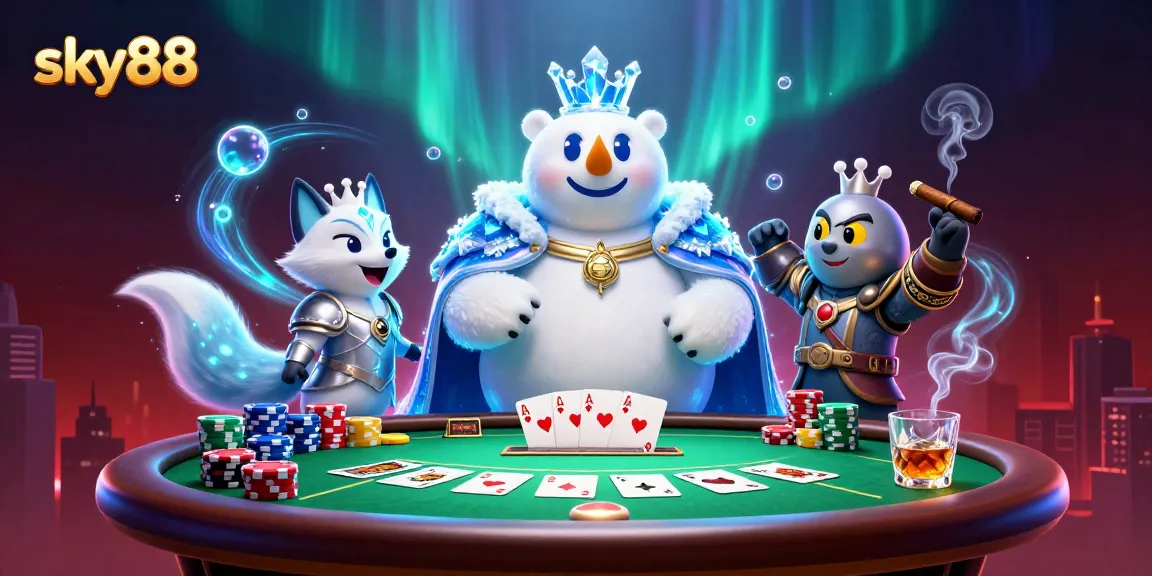 Experience thrilling gameplay at sky88 with a dynamic poker scene featuring grand visuals and characters.