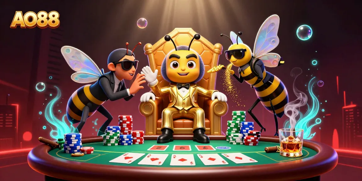 Engage in thrilling poker action at AO88 with vibrant characters and lavish casino elements.