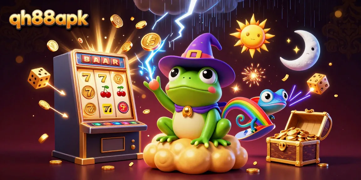 Experience the excitement of qh88apk with a magical storm of coins and vibrant casino elements.