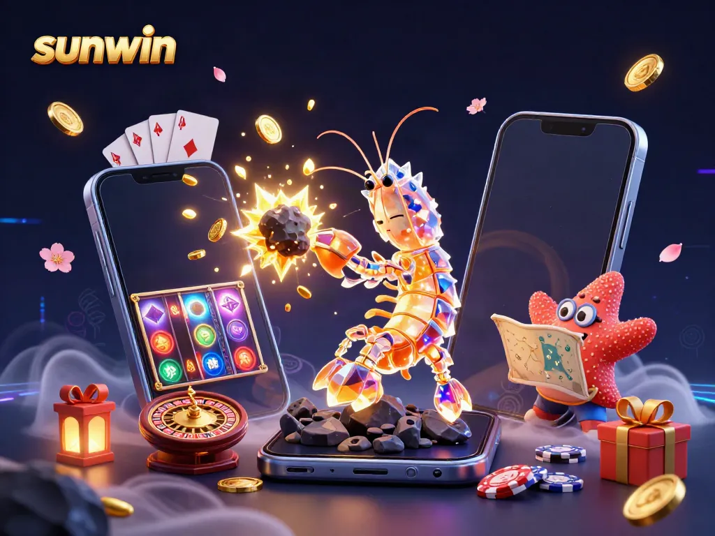 Experience thrilling gameplay with sunwin featuring a galactic samurai mantis shrimp and golden slot coins.