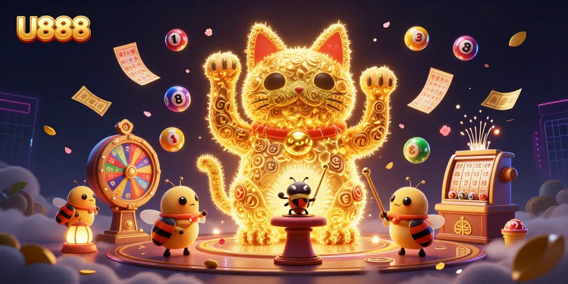 Join the excitement at U888 with animated characters and colorful casino elements.