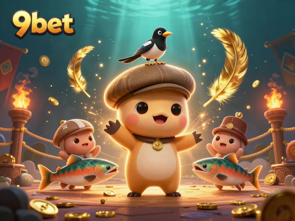 Engage with 9bet's dynamic gaming experience featuring cartoon elements and immersive casino vibes.