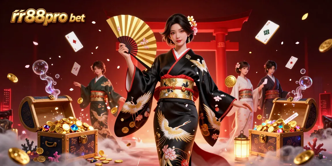 Engage in excitement with rr88pro bet, showcasing a vibrant 3D casino art scene featuring an elegant Asian woman amidst dynamic gaming elements.