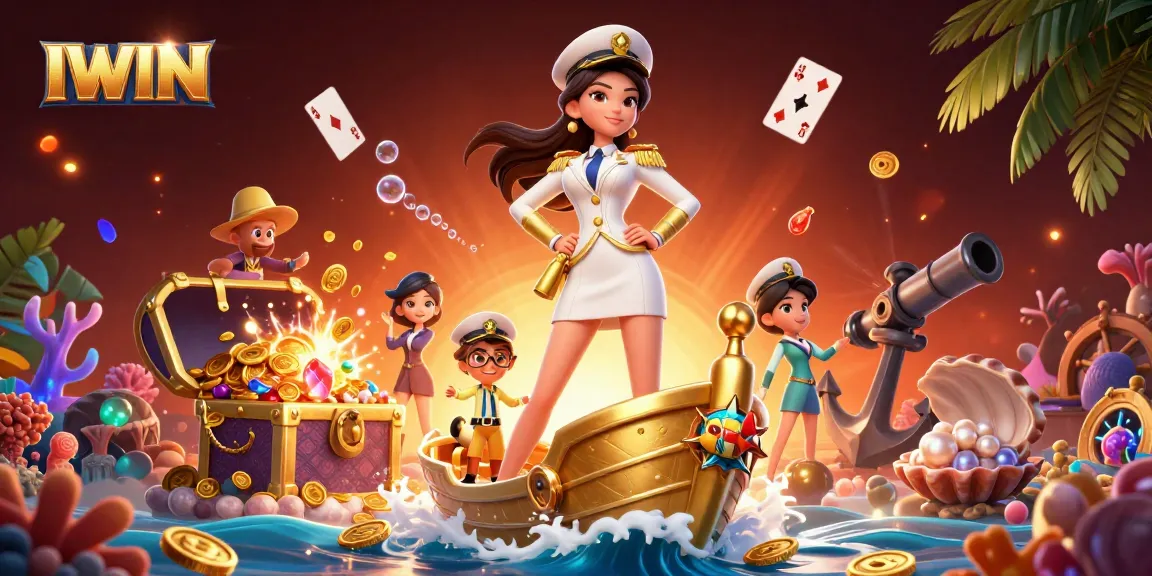 IWIN offers players a dynamic gambling experience with vibrant 3D illustrations showcasing thrilling game elements and luxurious treasures.