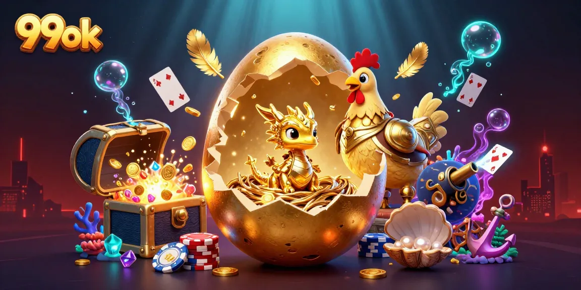 Engage in thrilling gameplay at 99ok with a golden dragon and poker chips amidst vibrant casino elements.