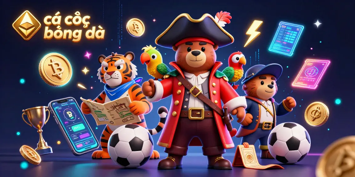 Engage in cá cược bóng đá with vibrant sports-themed imagery featuring dynamic characters and elements.