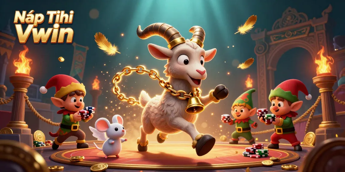 Nạp Tiền VWIN in a festive casino scene with Krampus and mischievous gremlins amidst gold and excitement.