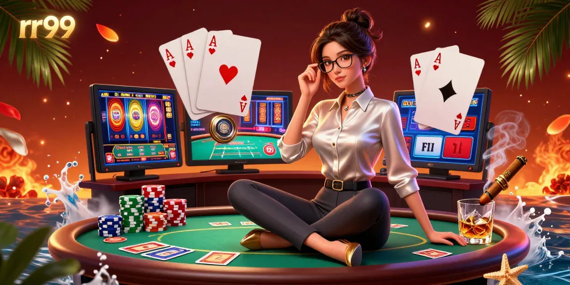 Experience winning strategies with rr99 on a vibrant casino setup featuring poker cards and chips.