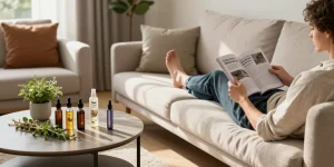 thc vapes uk collection displayed in a bright living room with organic wellness products, promoting relaxation and natural health.