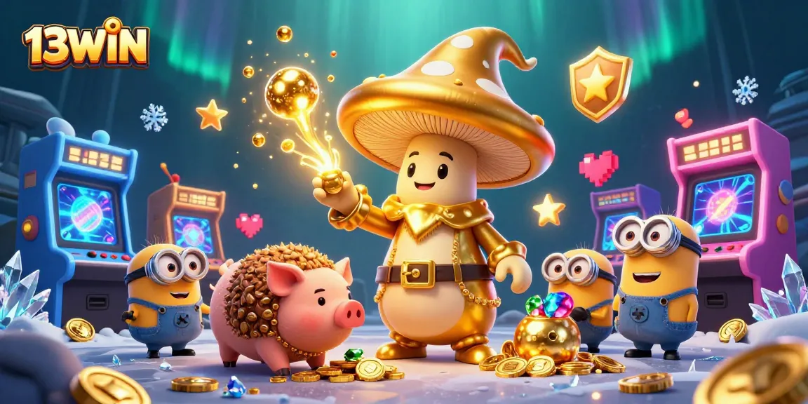 Experience the magic of 13WIN as the wizard turns treasures to gold in this vibrant casino scene.