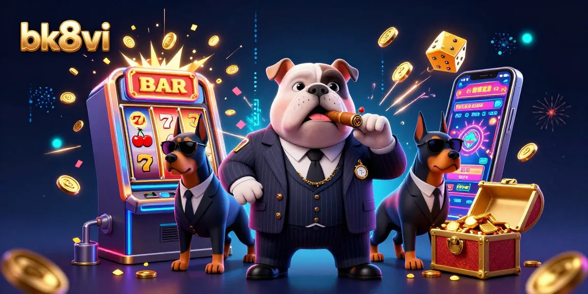 Experience thrilling moments with bk8vi as the mafia boss and bodyguards celebrate a jackpot explosion in this vibrant casino scene.