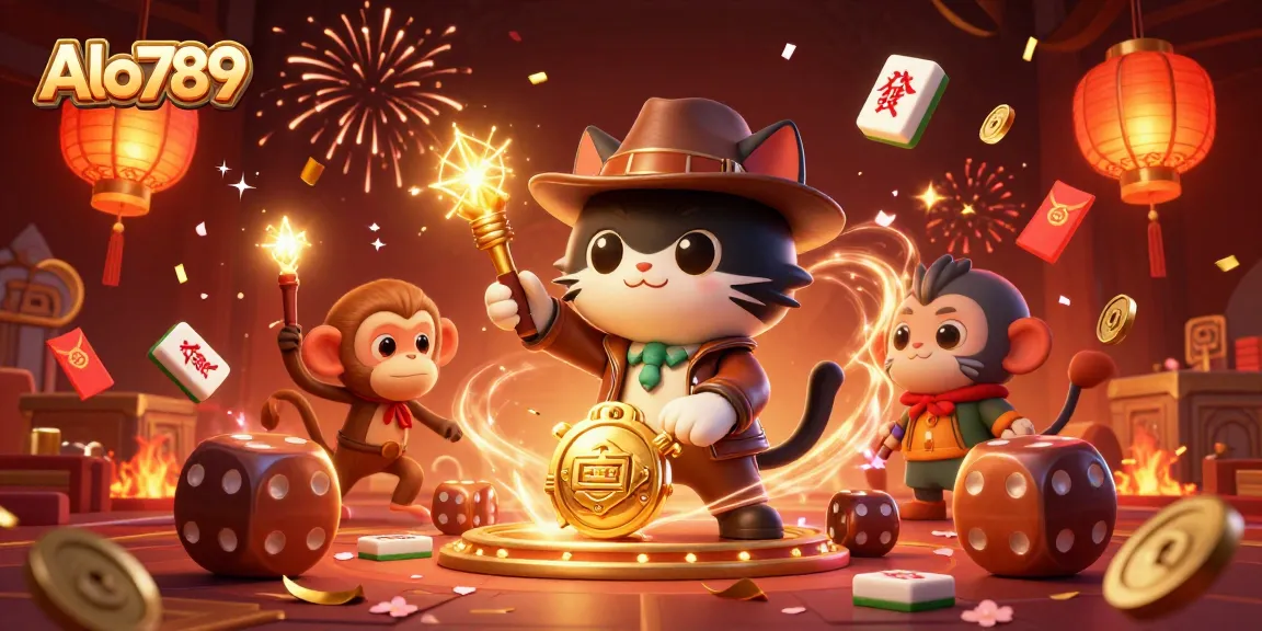 Alo789 launches winning strategies in a vibrant 3D cartoon illustration featuring lively characters in an exciting casino atmosphere.