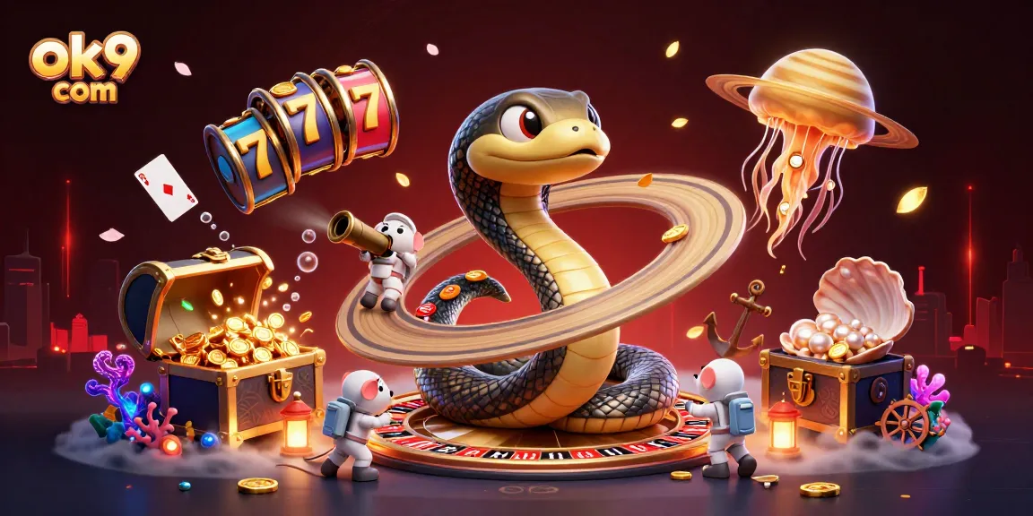 Experience the thrill of betting at ok9 com with this vibrant 3D casino scene depicting energetic astronauts and a roulette wheel.