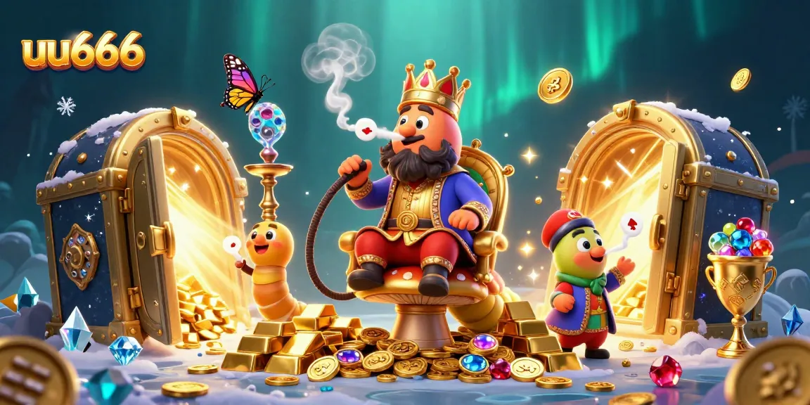 Experience the thrill of winning at uu666 with vibrant casino action and dazzling treasures depicted in this illustration.