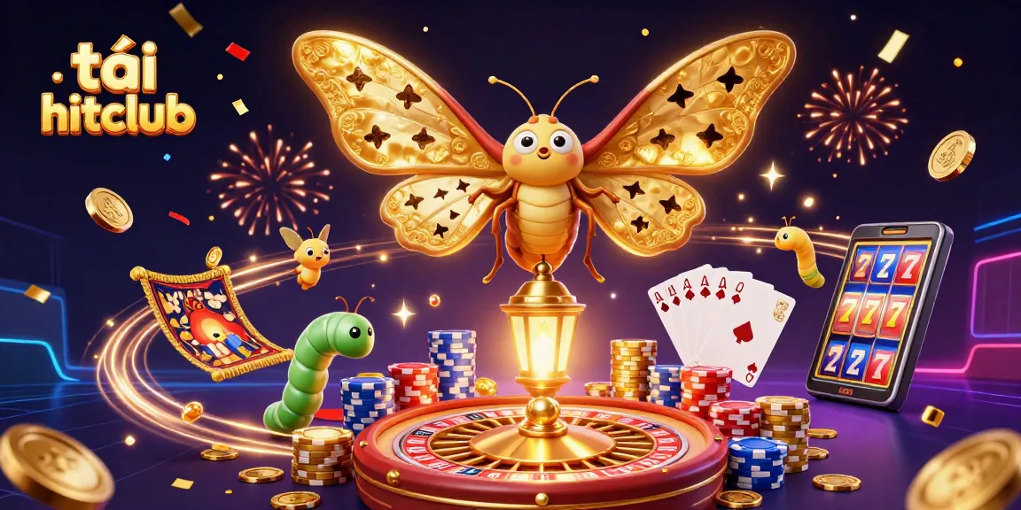 Experience thrilling gameplay and bonuses when you tải hitclub, surrounded by exciting elements of a bustling casino.