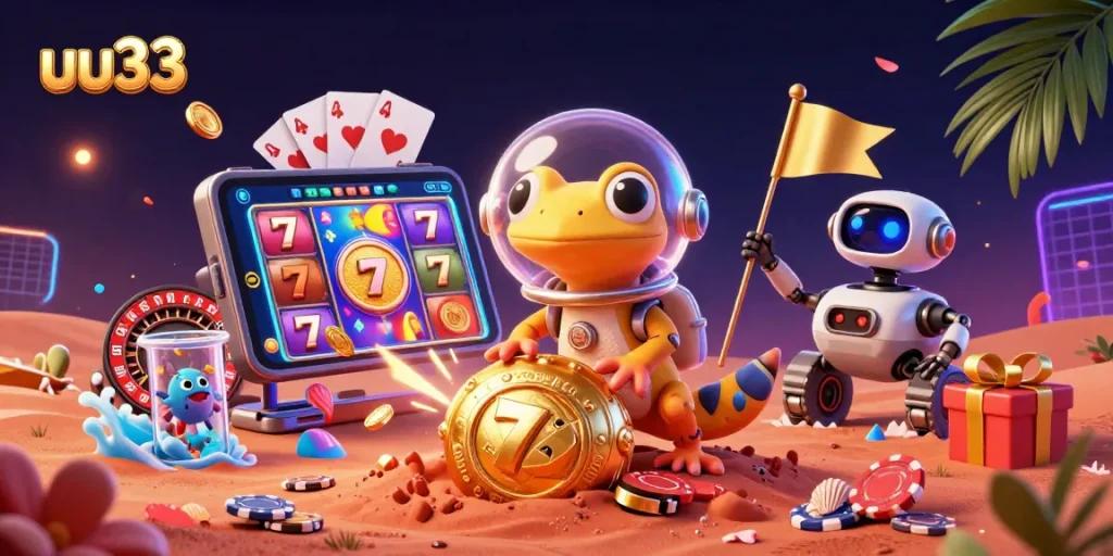 Engage with exciting gaming at uu33, featuring a Martian gecko and golden casino delights.