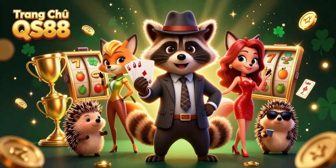 Engage in thrilling gameplay at Trang Chủ QS88 while enjoying vibrant scenes of slot machines and dynamic characters.