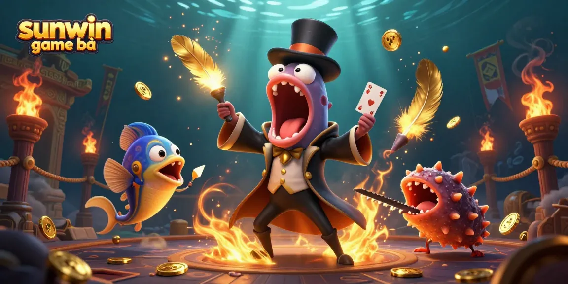 Engage in thrilling sunwin game bài with vibrant underwater characters showcasing high-stakes card magic.
