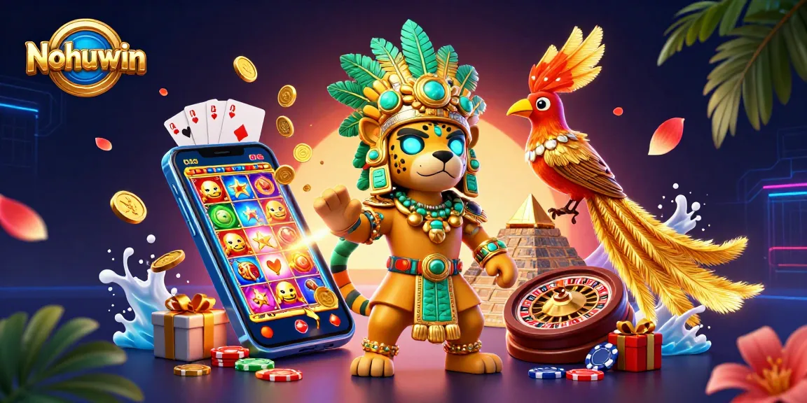 Nohuwin inspires dynamic casino action with glowing characters and vibrant gaming elements.