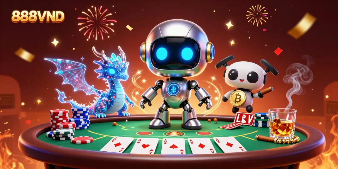 Engage in thrilling poker action with 888VND: a futuristic casino scene featuring dynamic elements.