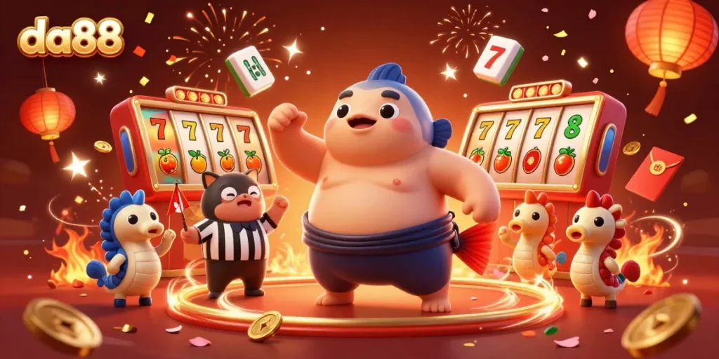 Exciting da88 slot game scene featuring fun cartoon characters in a vibrant underwater setting.