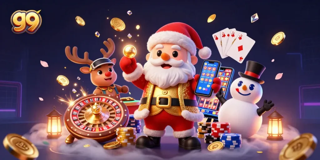 Spin the reels at go 99 and experience the festive gaming excitement with Santa and friends!