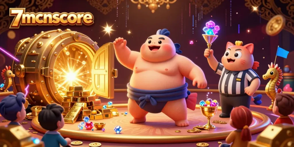 Experience the excitement of 7mcnscore with a 3D underwater casino featuring vibrant characters and treasure!