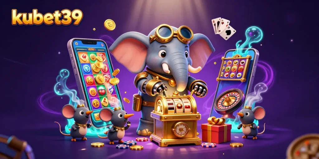 Spin vibrant slot games at kubet39 with steampunk characters and dynamic casino elements.