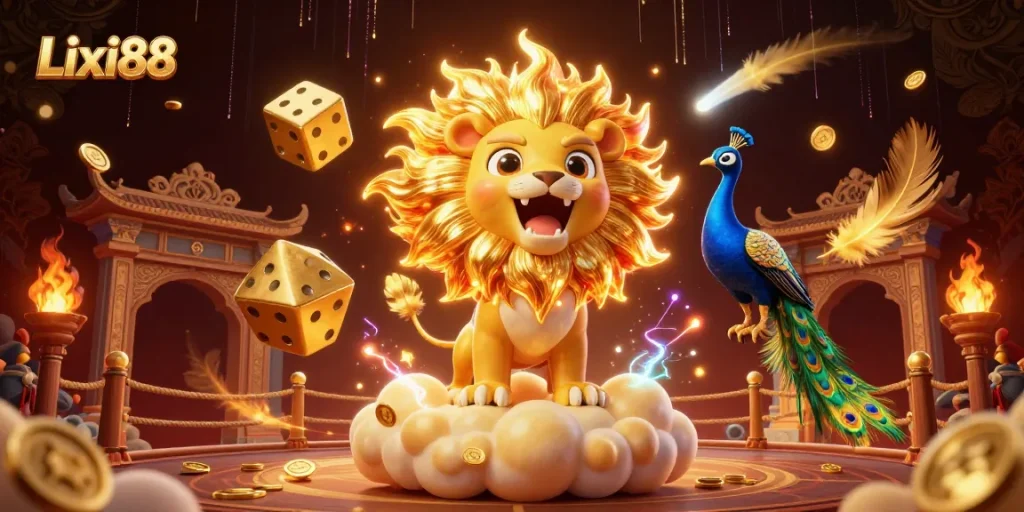 Lixi88 players enjoy thrilling jackpots amidst cosmic riches in a vibrant 3D illustration.