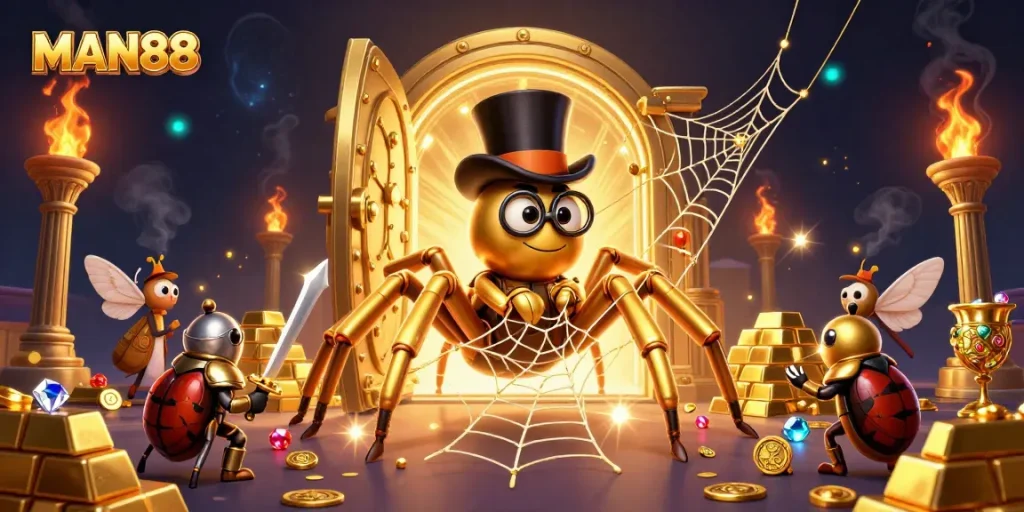 Engage with MAN88's thrilling gaming adventure featuring enchanting characters and glowing treasures.