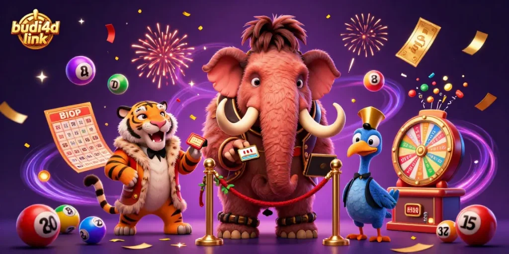 Experience the excitement of budi4d link with colorful casino elements and vibrant 3D characters.